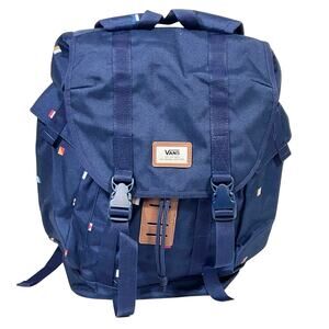 Vans Basecamp Classic Backpack Navy Blue Camping Outdoor Buckle Closure 26L New